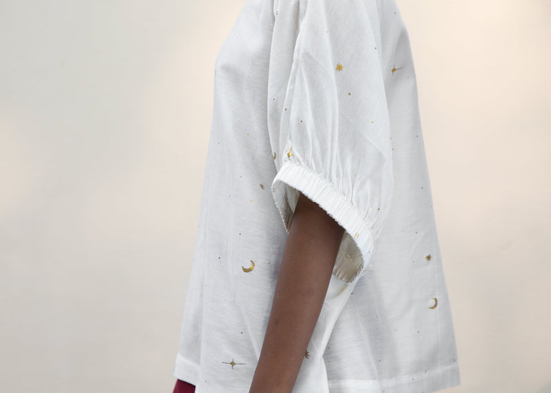 Sleeve Tie Top - Ivory