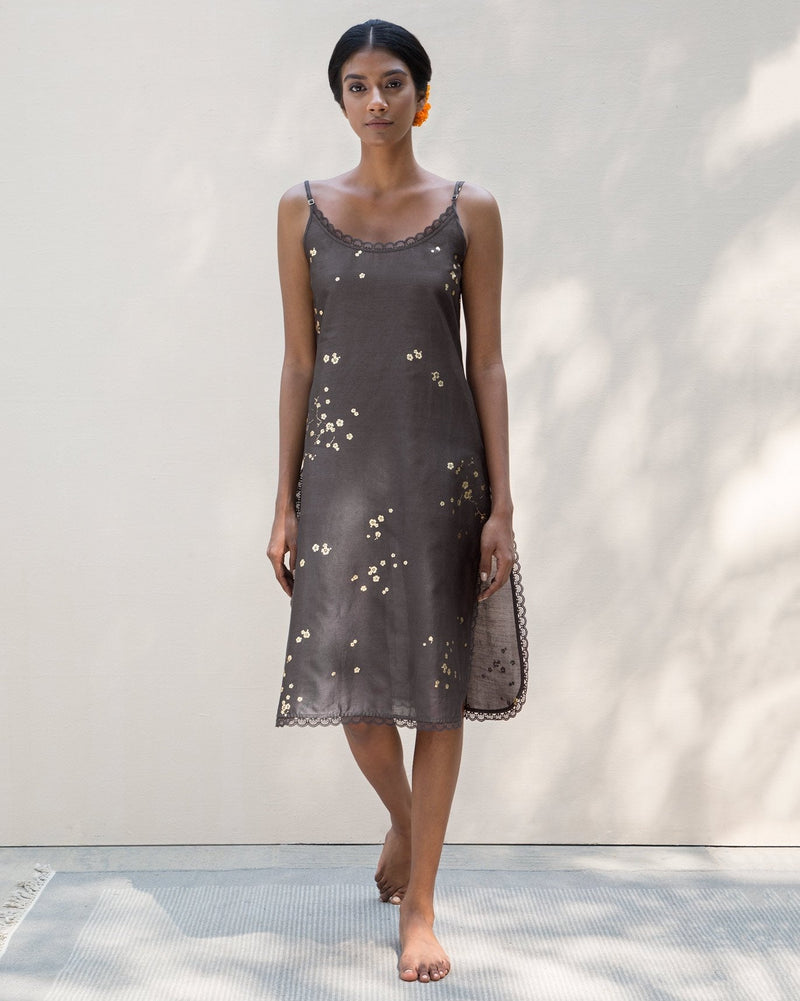 Strappy Long Foil Slip