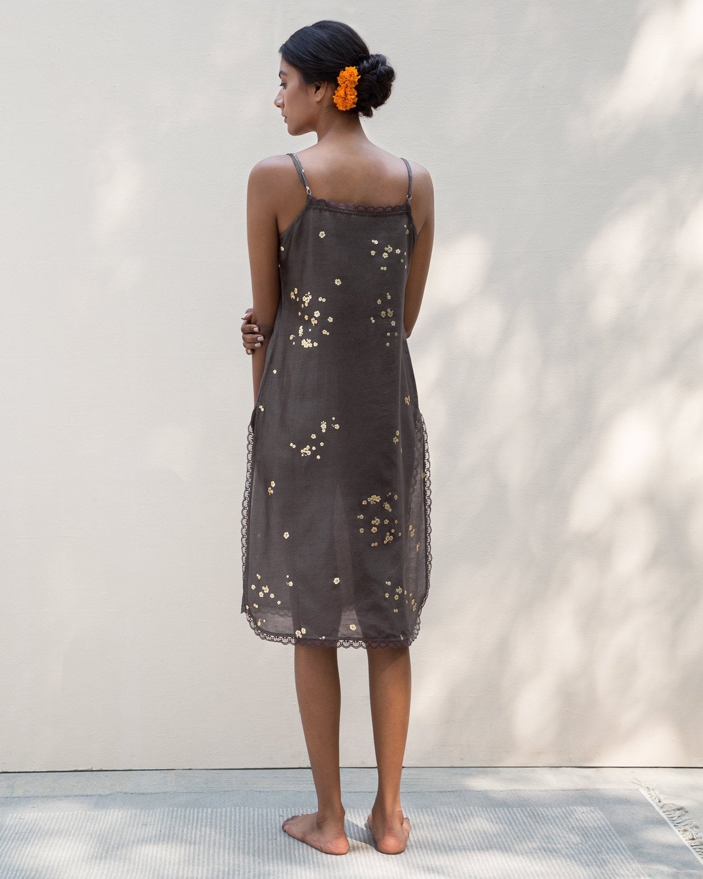 Strappy Long Foil Slip