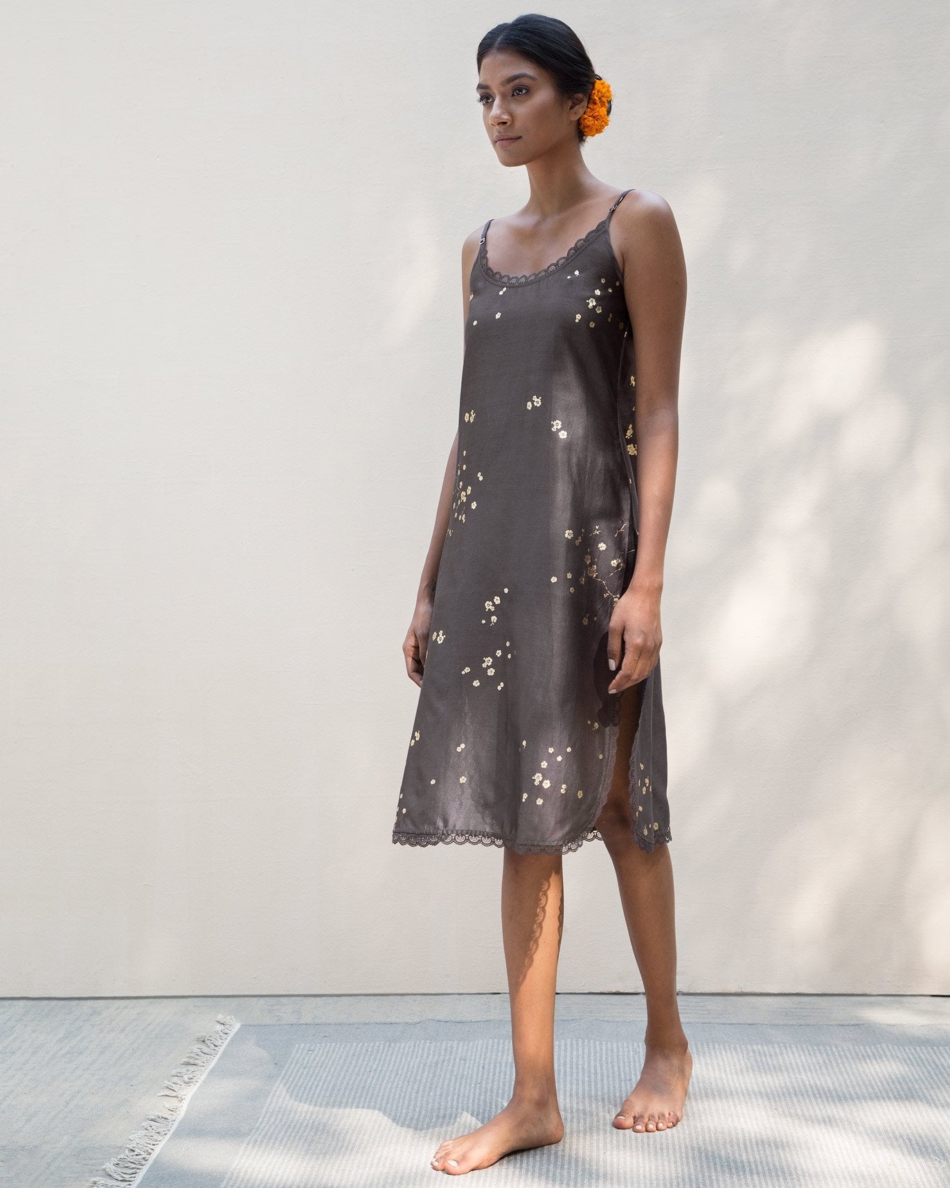 Strappy Long Foil Slip