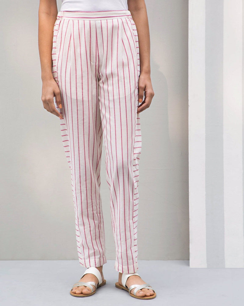 Side Elastic Narrow Pants - Red
