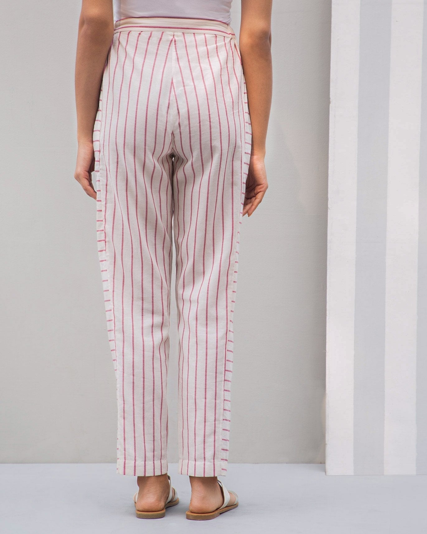Side Elastic Narrow Pants - Red