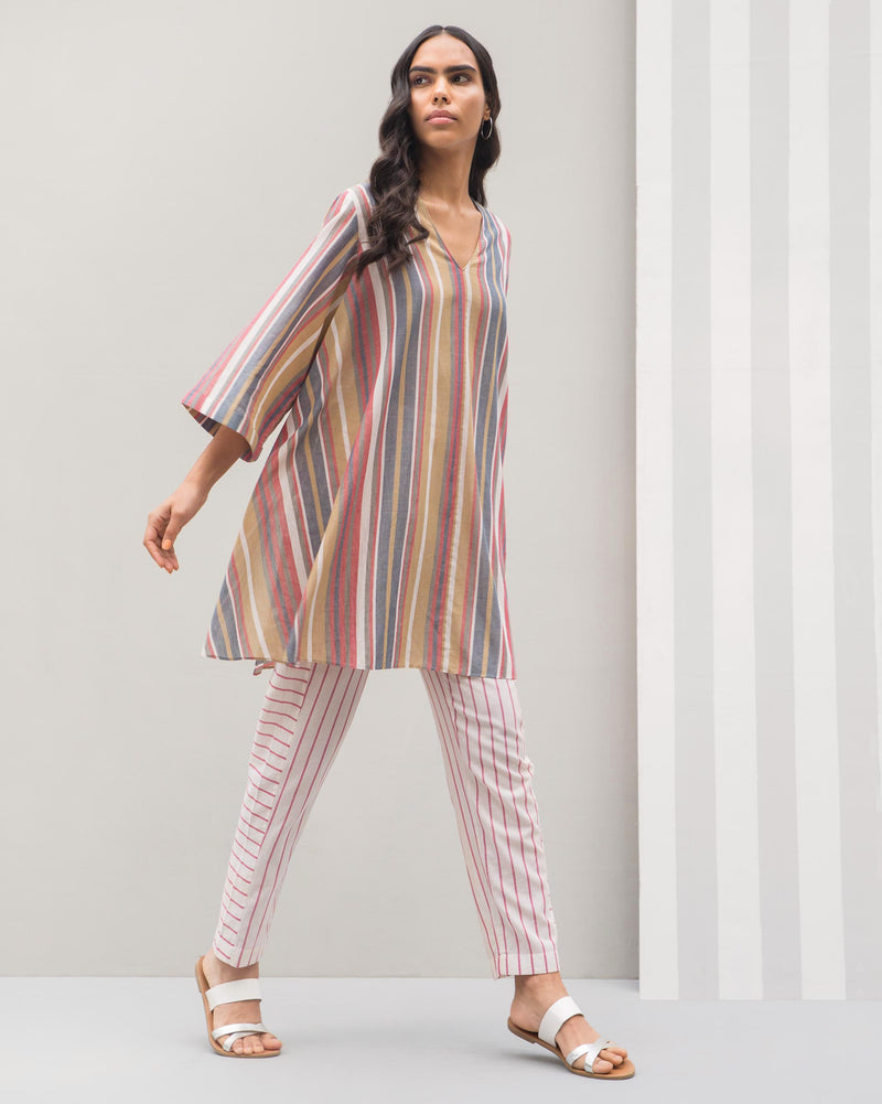Side Elastic Narrow Pants - Red