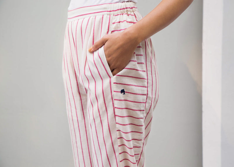 Side Elastic Narrow Pants - Red