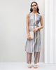 V-Neck Stripe Kurta with Belt - Blue