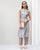 V-Neck Stripe Kurta with Belt - Blue