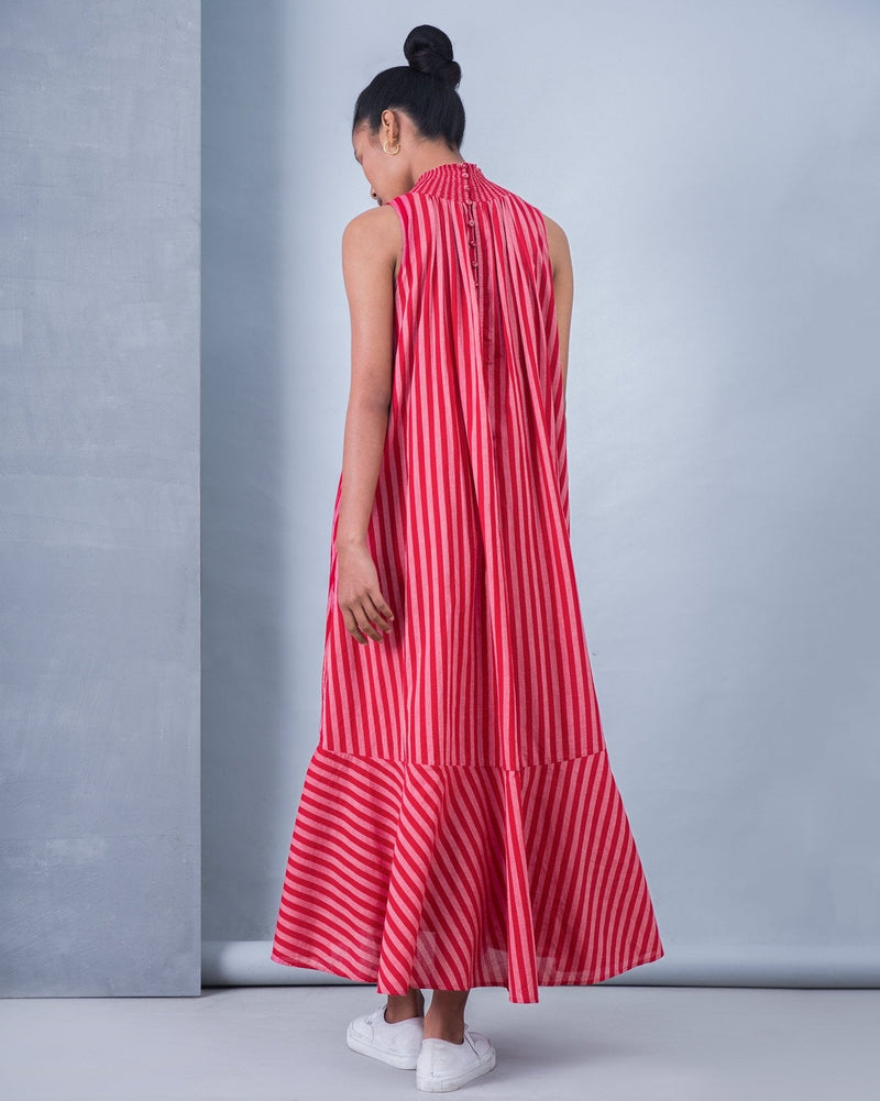 Smocked Stripe Neck Dress