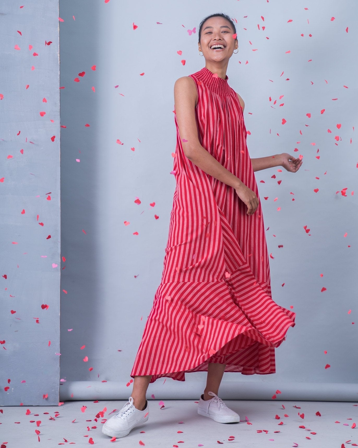 Smocked Stripe Neck Dress