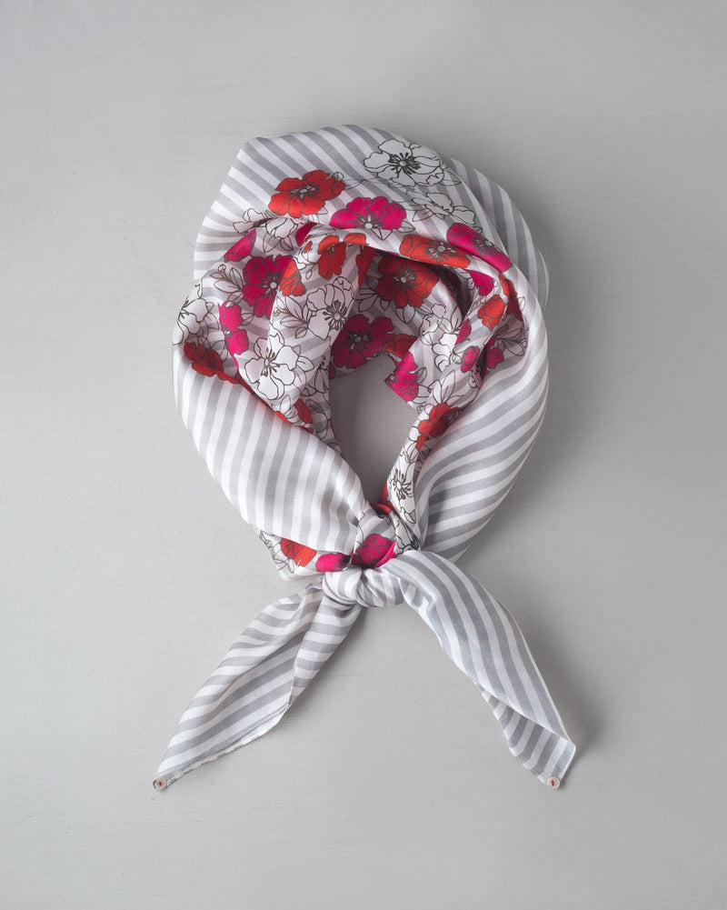 Stripe Floral Scarf - Multi