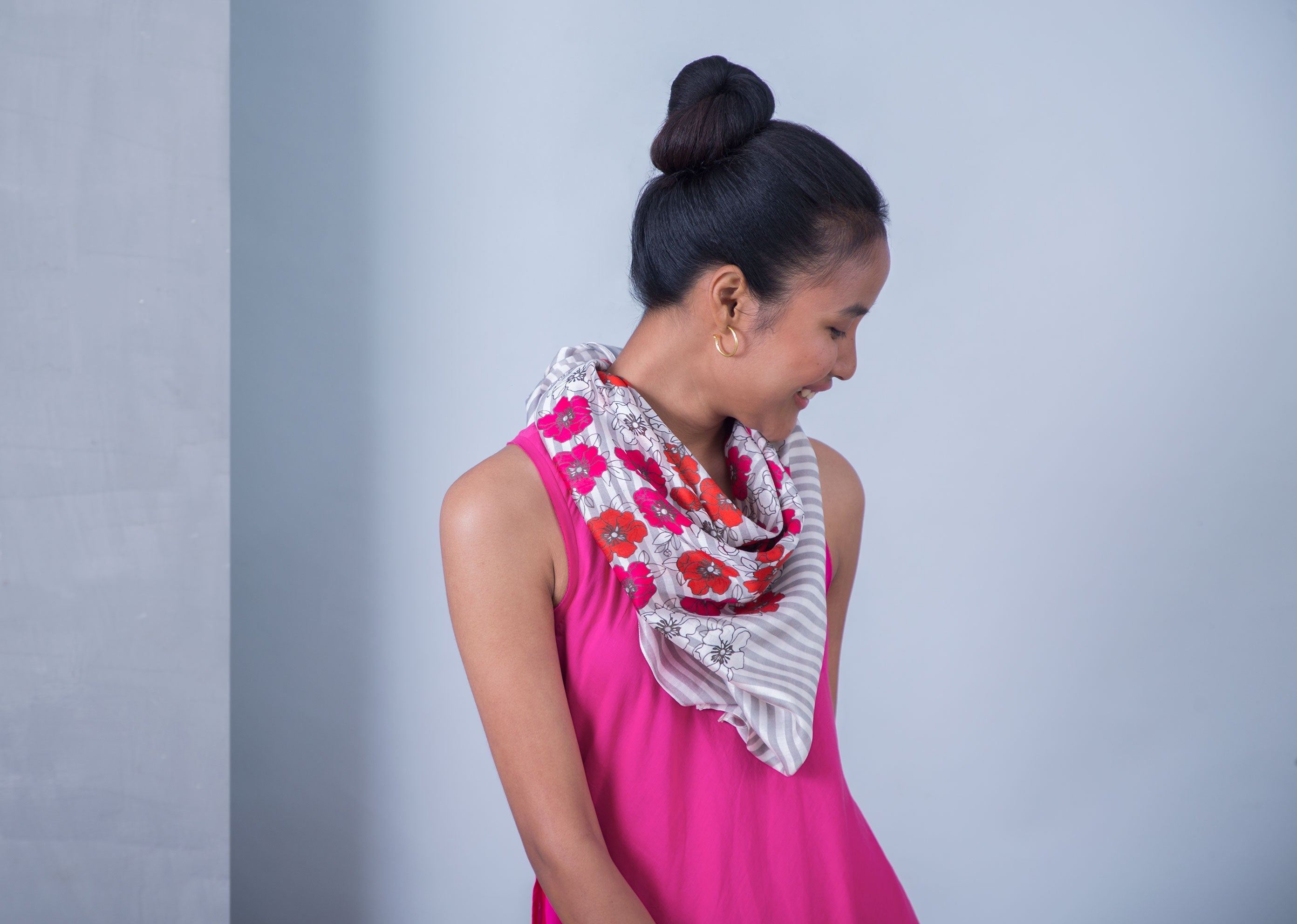 Stripe Floral Scarf - Multi