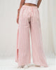 Uneven Hem Stripe Pants - Pink