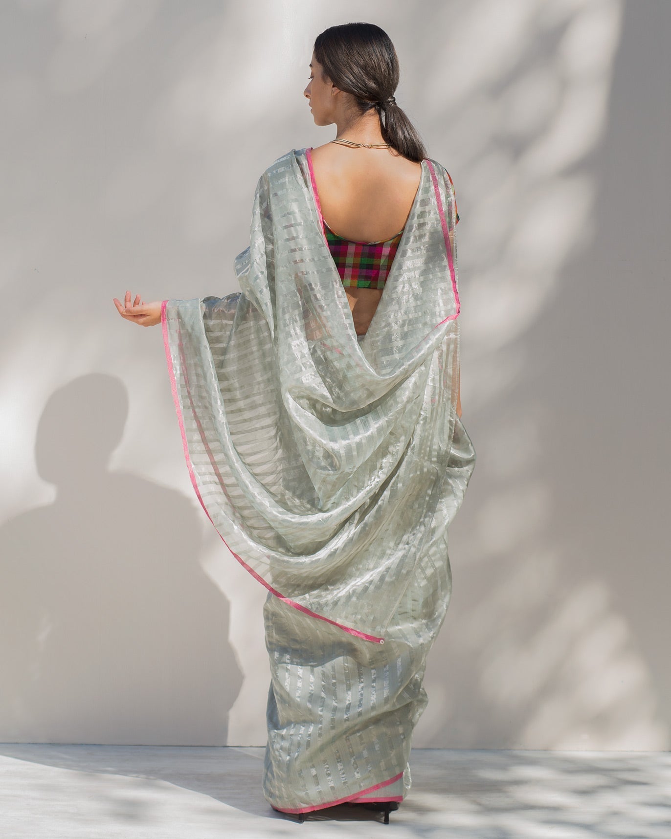 Zari Stripe Sari - Green