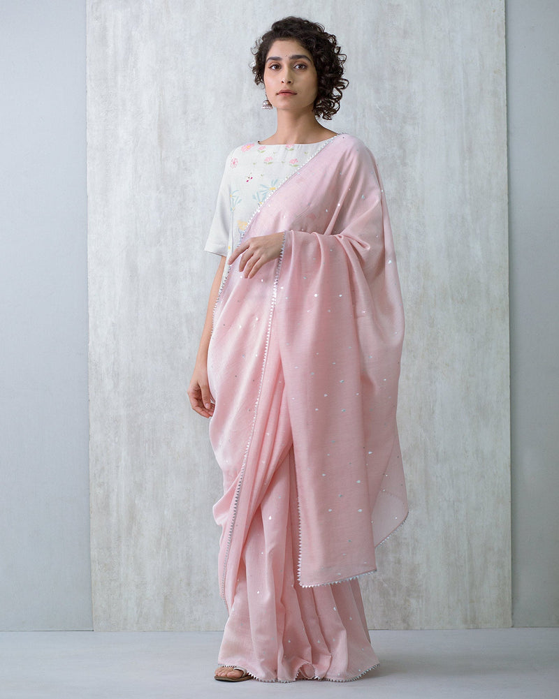 Teardrop Chanderi Sari - Pink