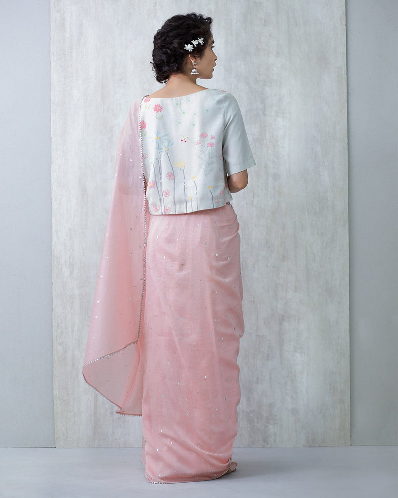 Teardrop Chanderi Sari - Pink
