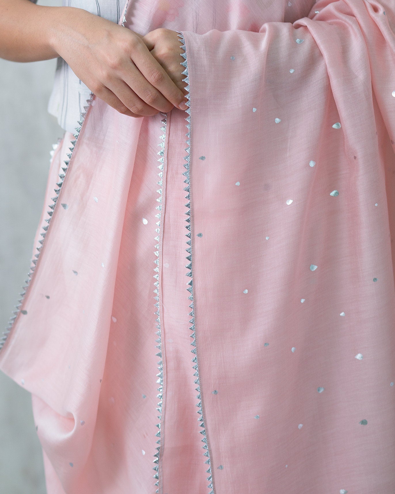 Teardrop Chanderi Sari - Pink