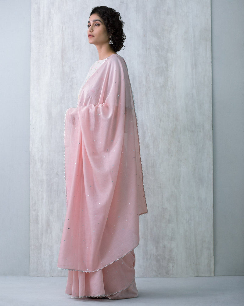 Teardrop Chanderi Sari - Pink