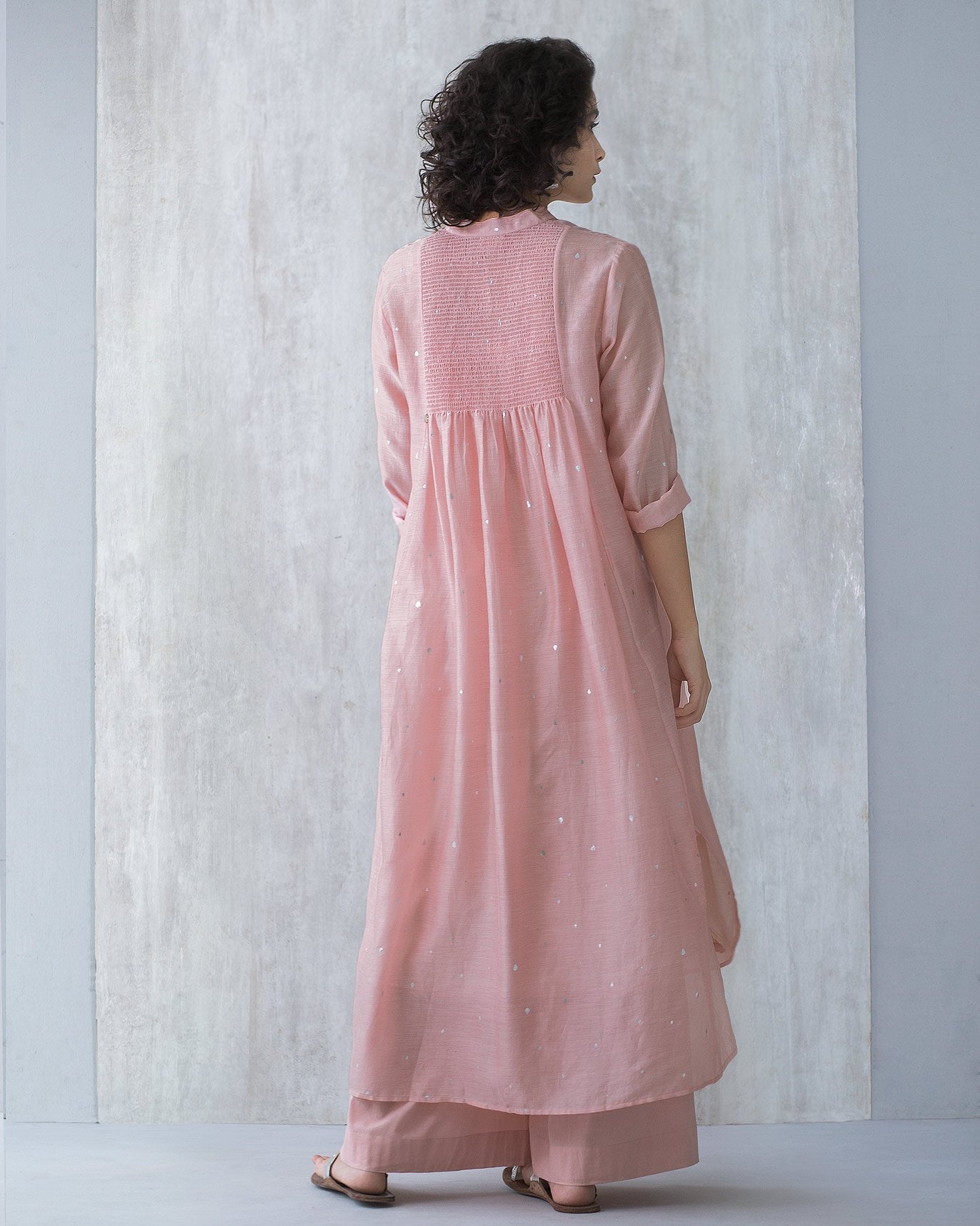 Smocked Back Kurta & Slip Set