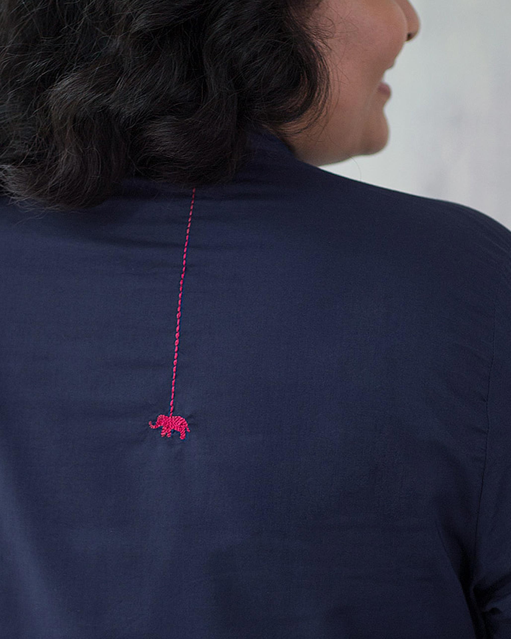 Basic Mid Length Kurta - Navy