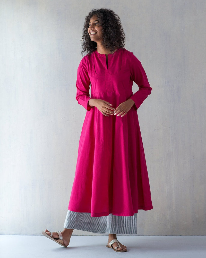 Tisya Plain Kurta - Fuchsia