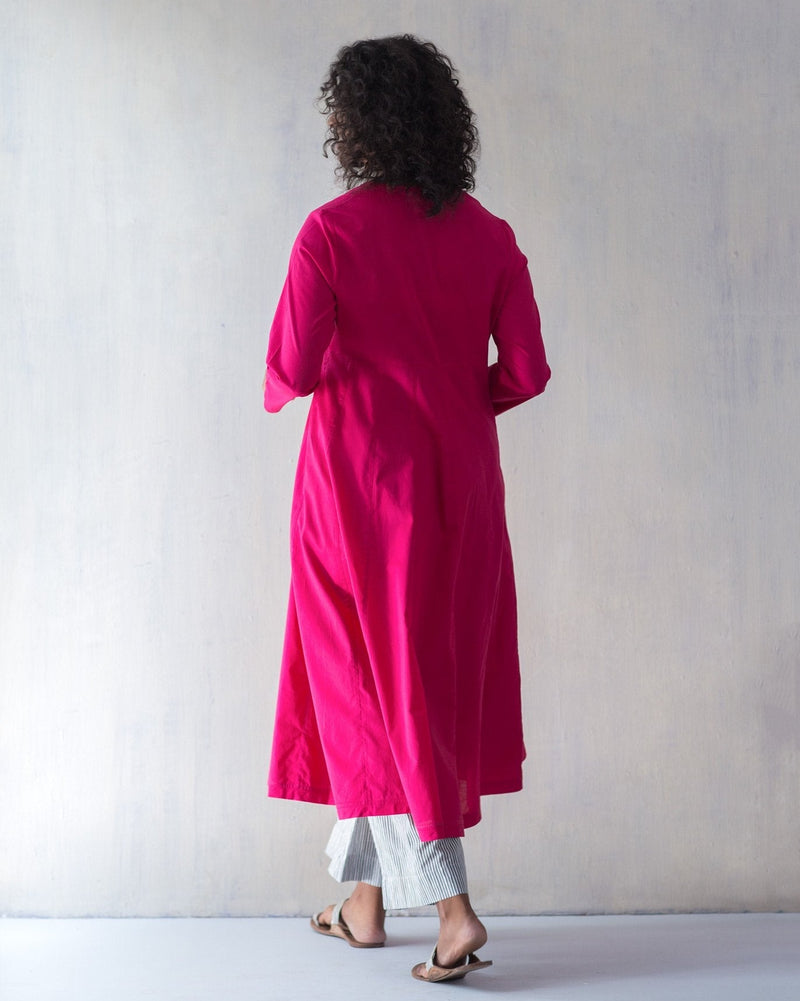Tisya Plain Kurta - Fuchsia