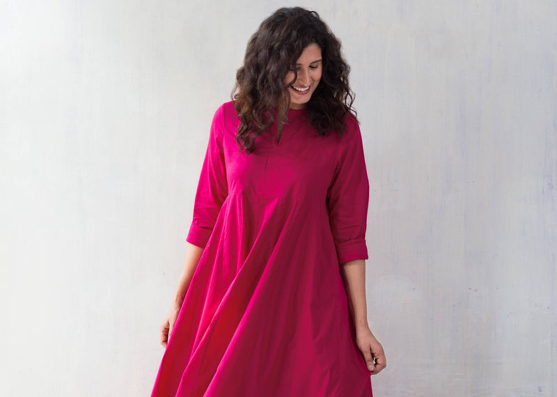 Tisya Plain Kurta - Fuchsia