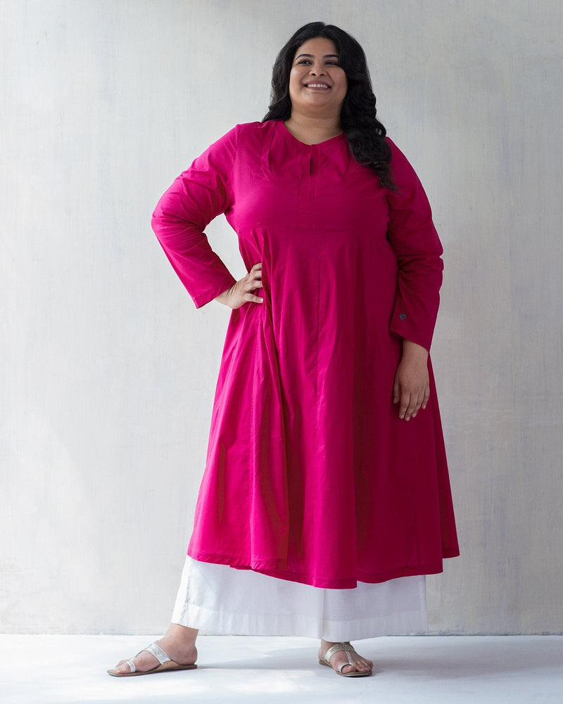 Tisya Plain Kurta - Fuchsia