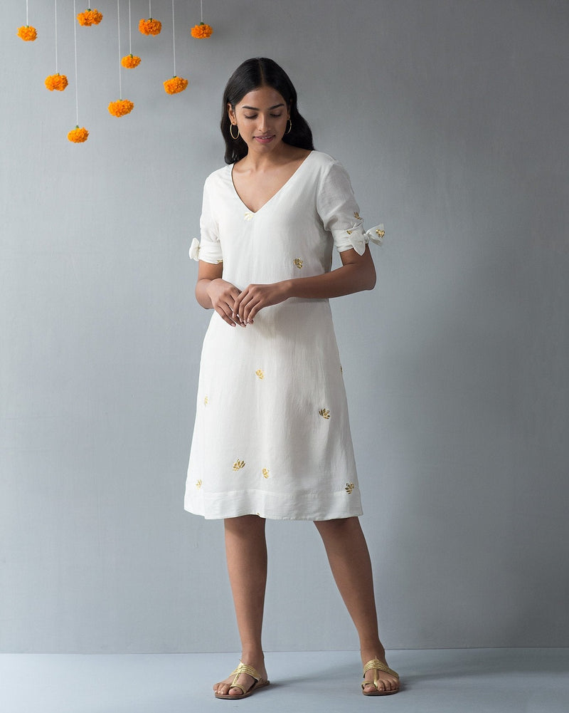 V-Neck Shift Dress - Ivory