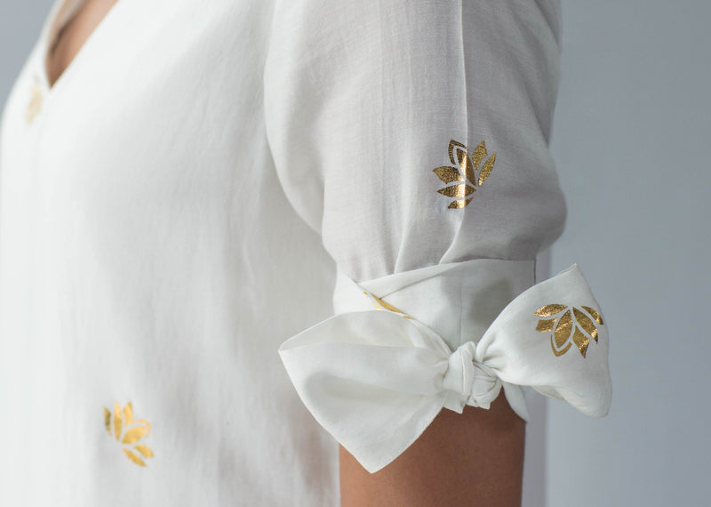 V-Neck Shift Dress - Ivory