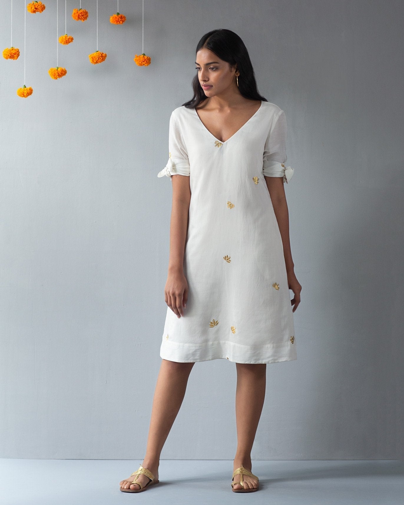 V-Neck Shift Dress - Ivory