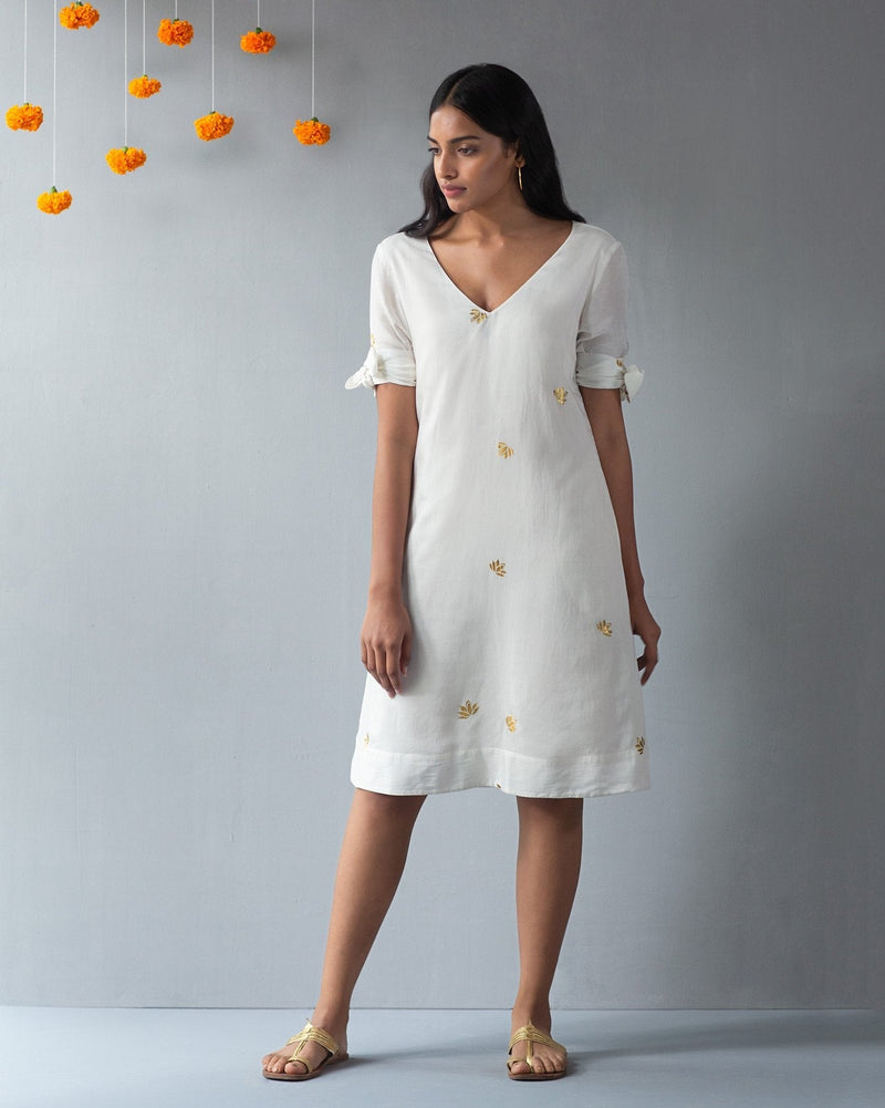 V-Neck Shift Dress - Ivory