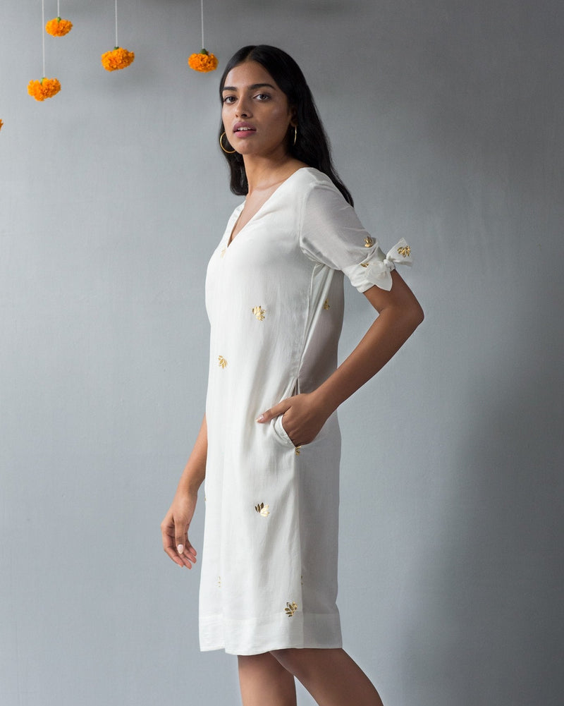 V-Neck Shift Dress - Ivory