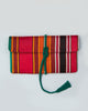 Stripe Flap Clutch- Red & Brown