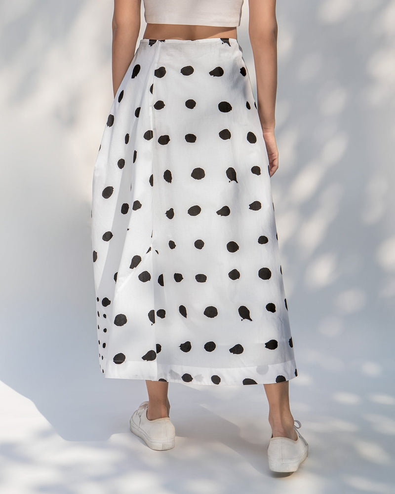 Side Knot Skirt - White & Black