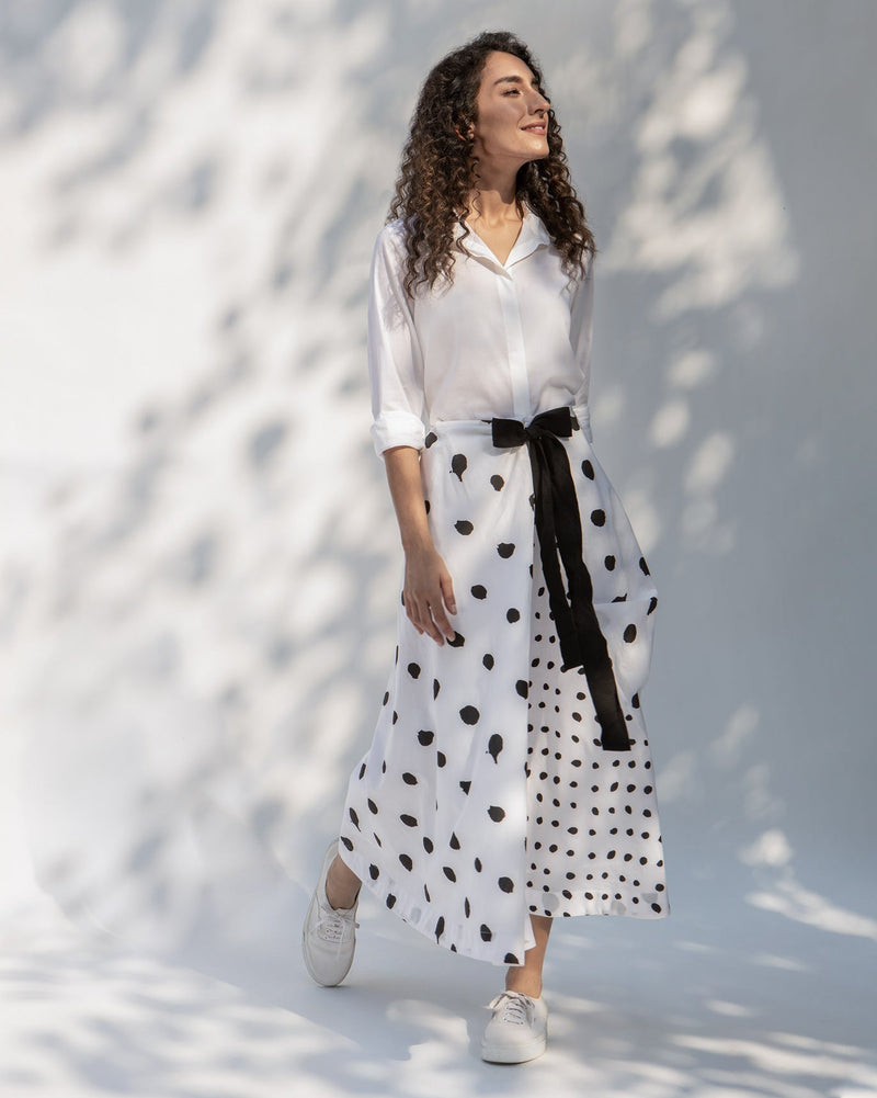 Side Knot Skirt - White & Black