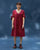 V-Neck Shift Dress- Red