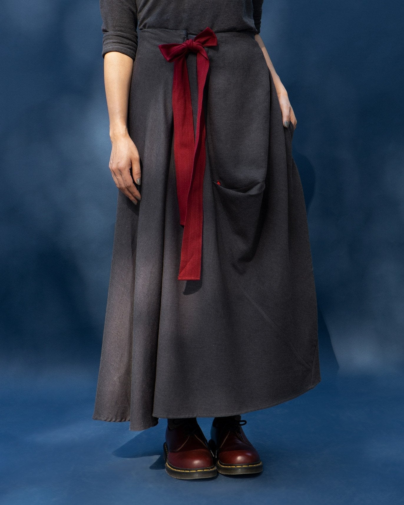 Side Knot Skirt - Charcoal