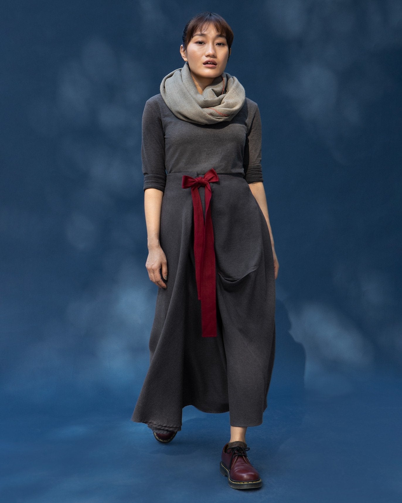 Side Knot Skirt - Charcoal
