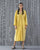 V-Neck Kaftan - Yellow & Grey Stripes