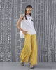 Uneven Hem Stripe Pants - Yellow & Grey