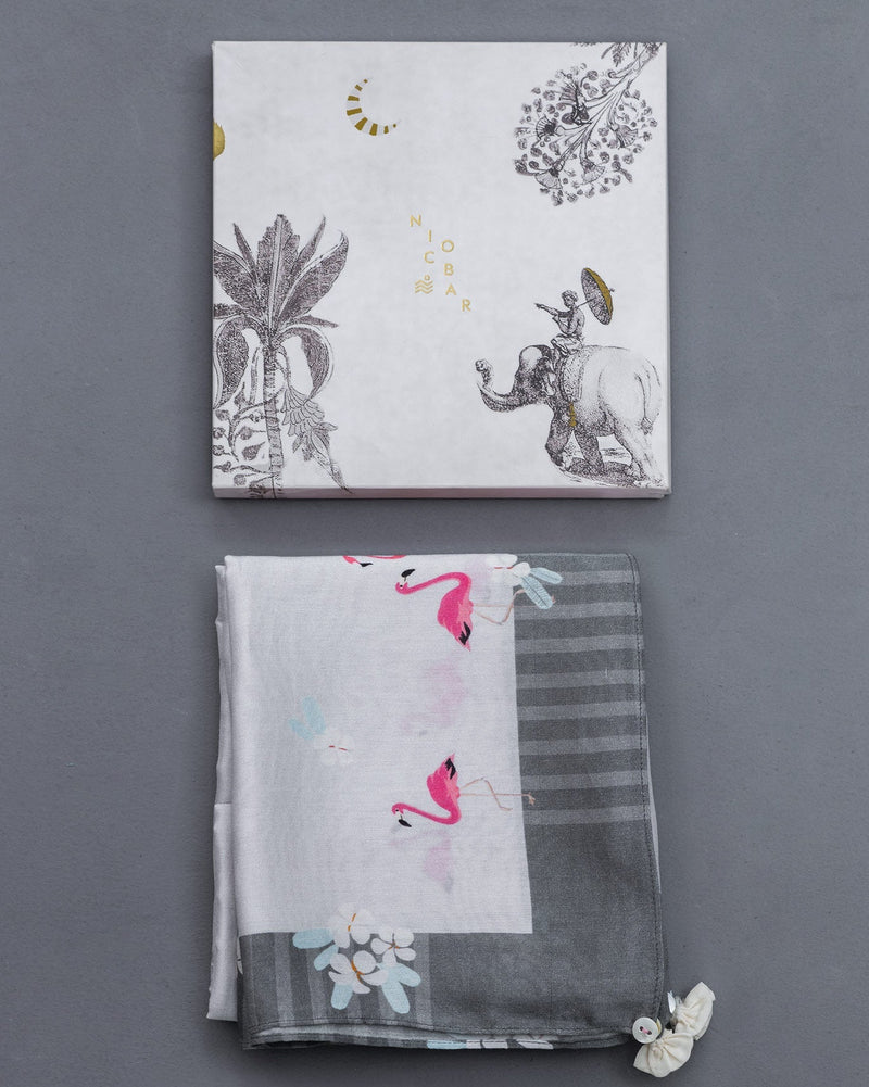 Toucan Scarf - Grey & Black