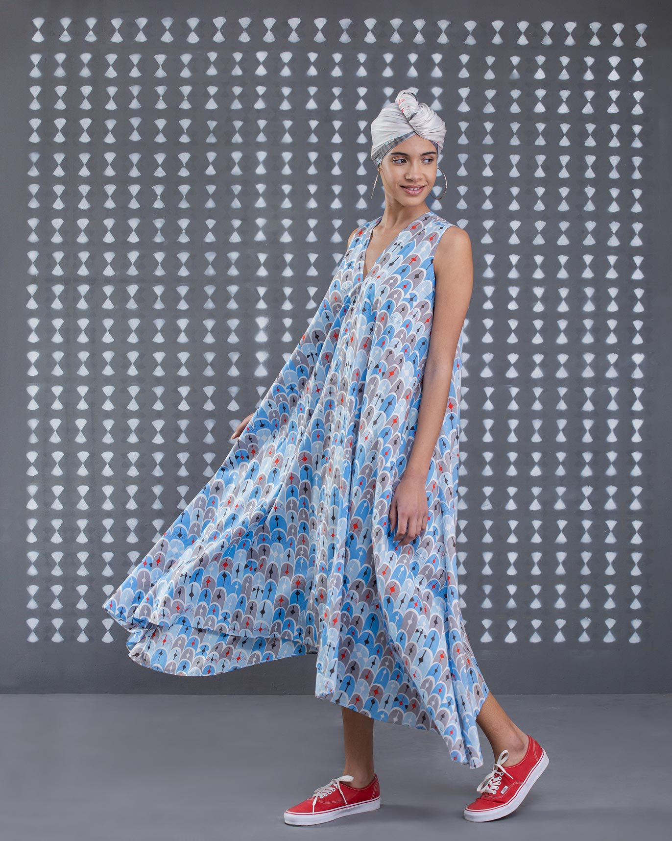 Sleeveless V-Neck Kurta - Blue