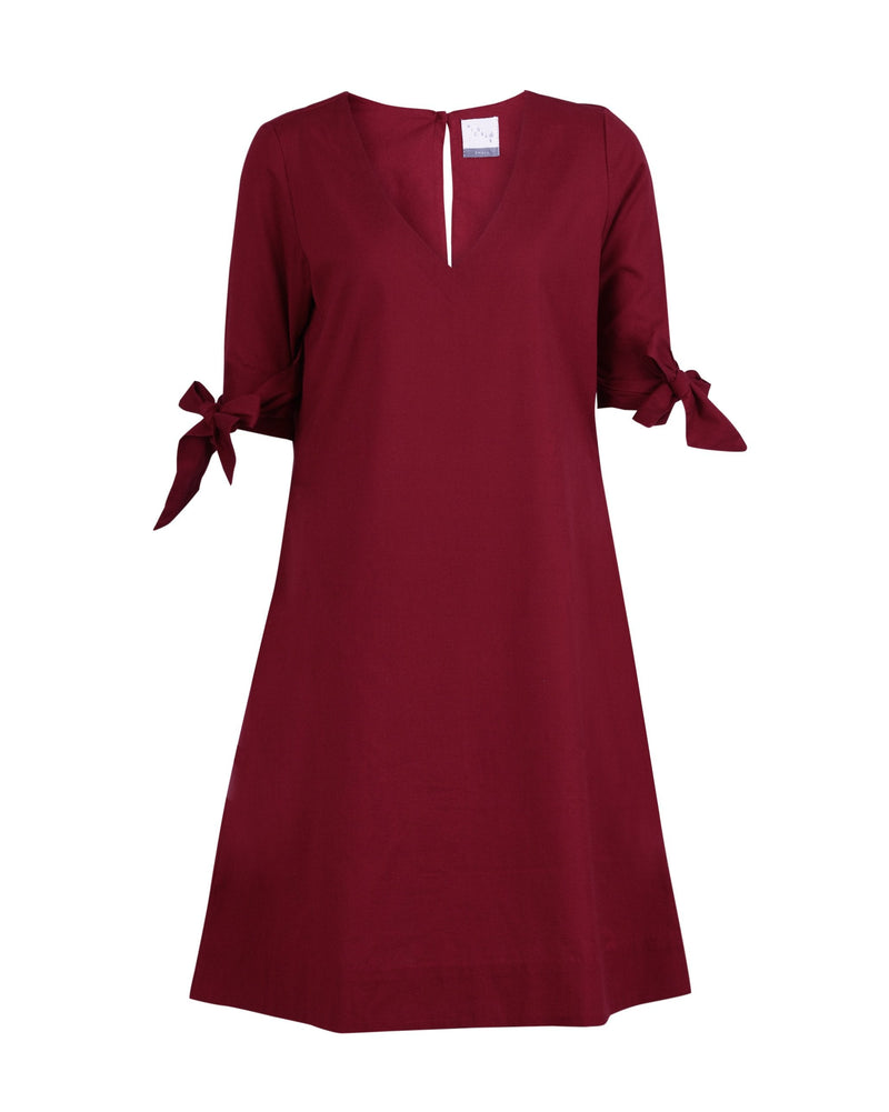 V-Neck Shift Dress- Red
