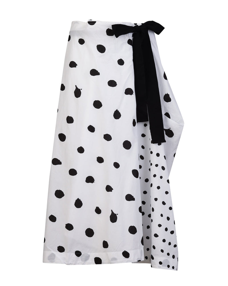 Side Knot Skirt - White & Black