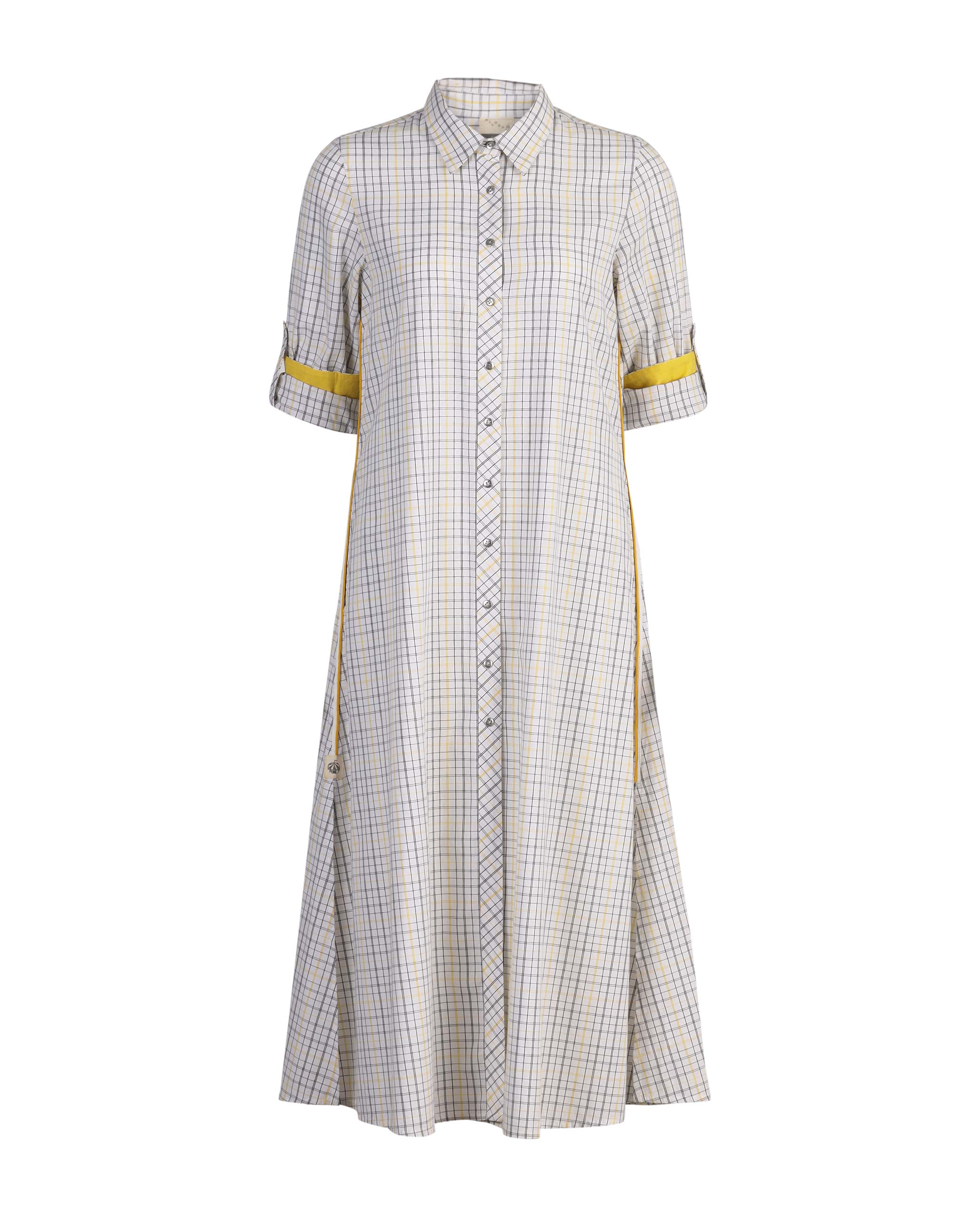 Transit Long Sleeve Dress - Yellow & White