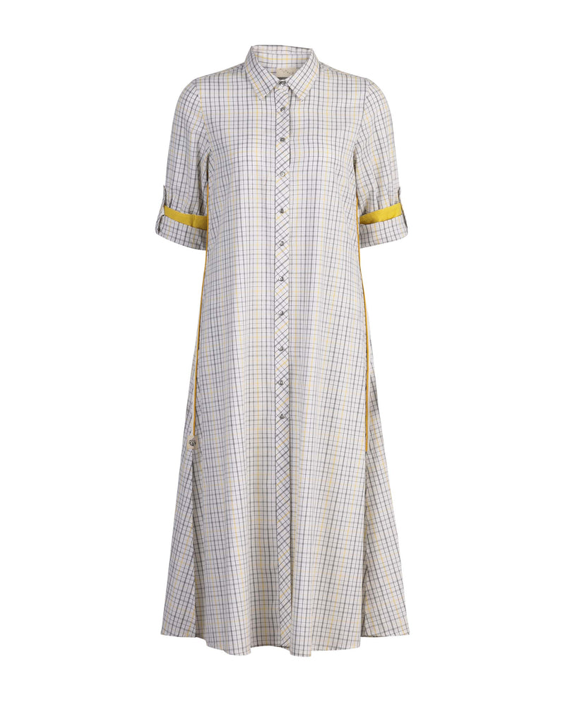 Transit Long Sleeve Dress - Yellow & White