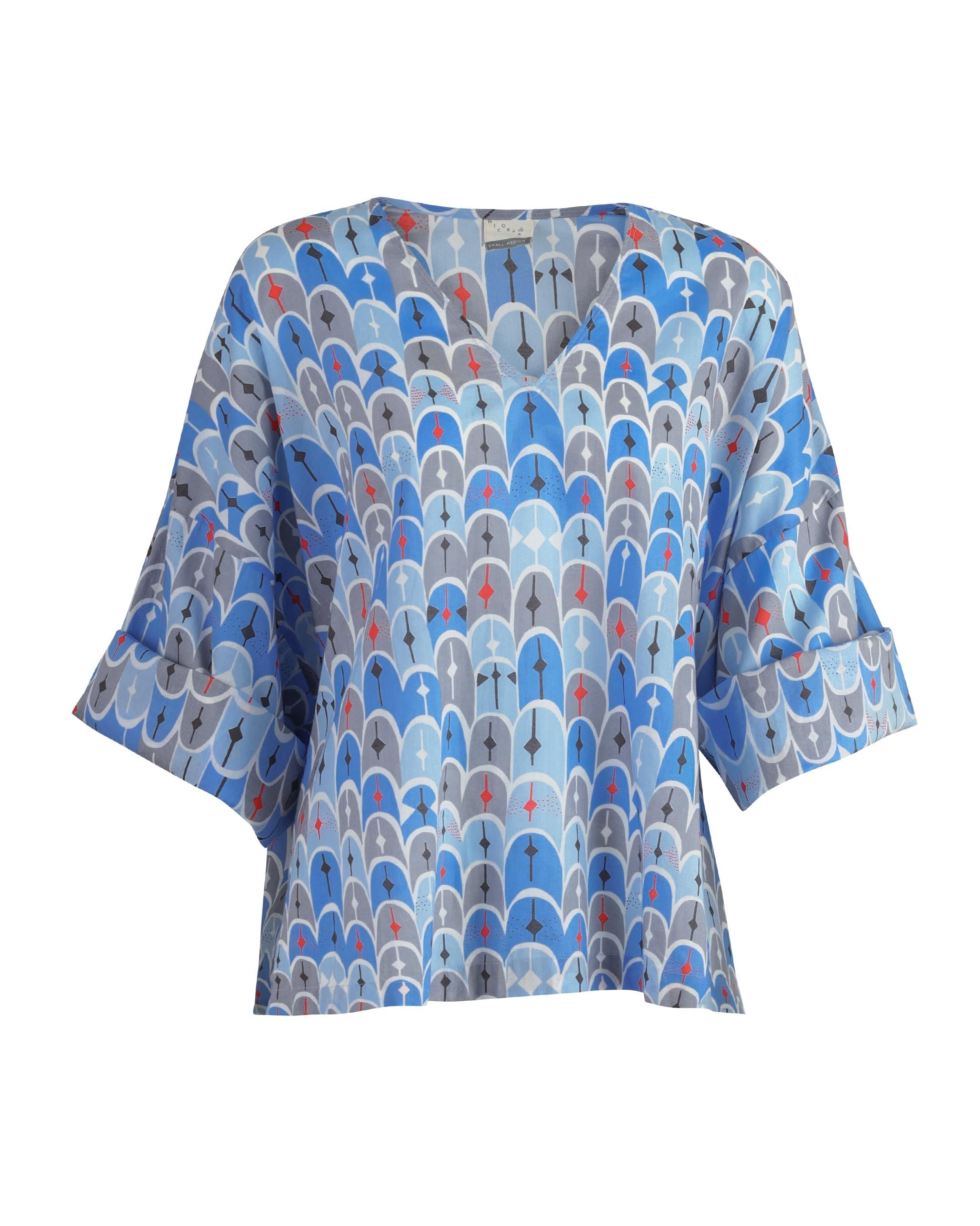 Short V Neck Top - Blue