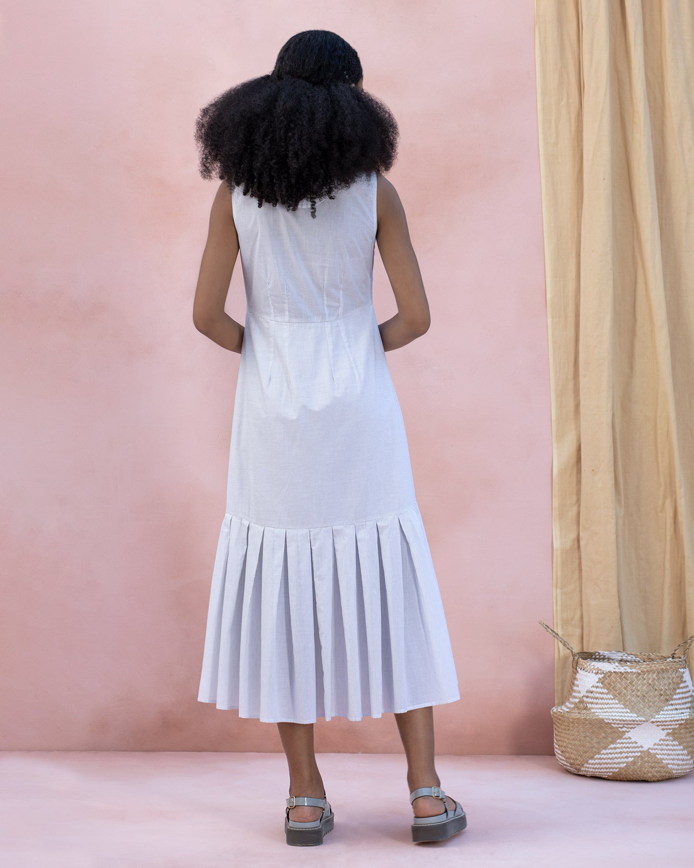 Ubuntu Maxi Dress - Grey Pin Stripes