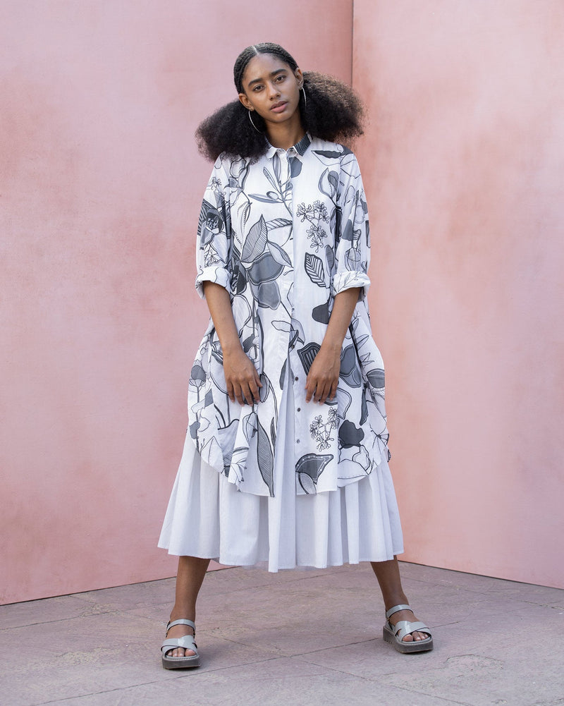 Ubuntu Maxi Dress - Grey Pin Stripes