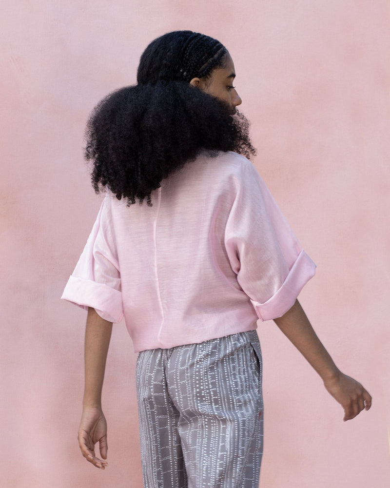 V-Neck Front Knot Top - Pink