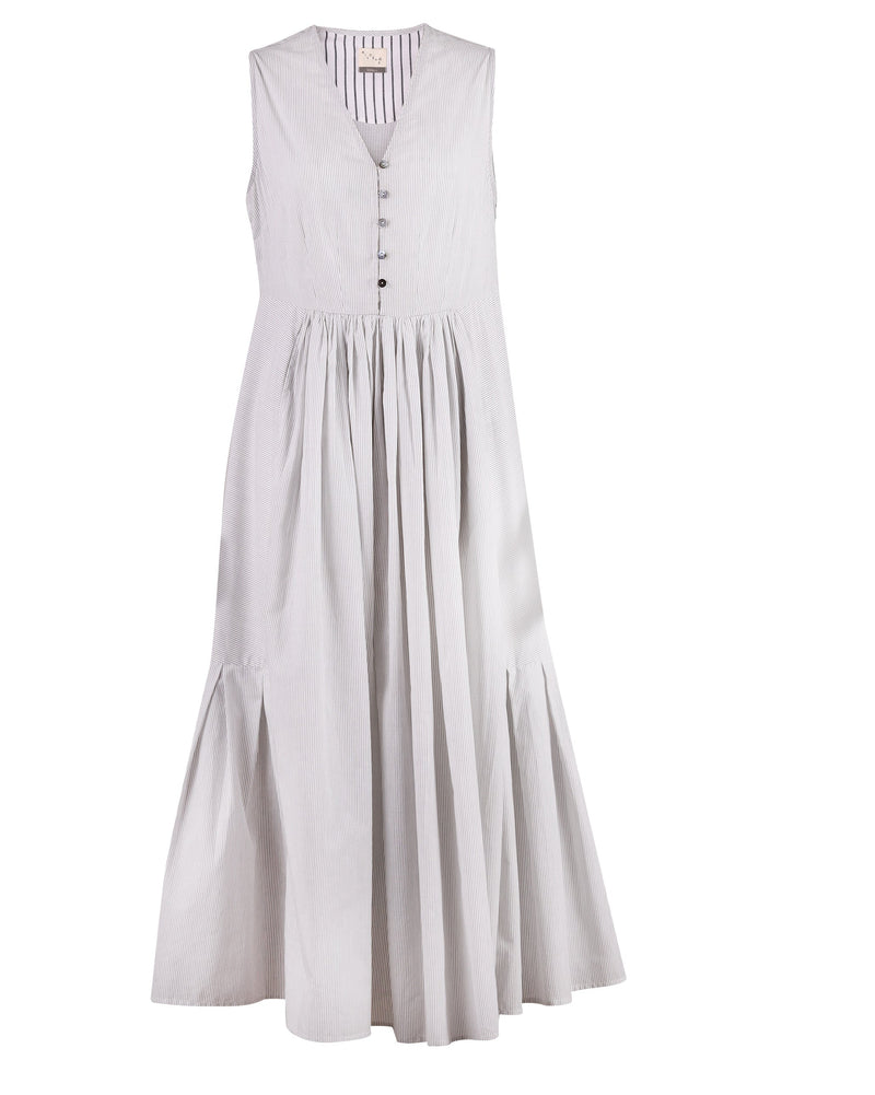 Ubuntu Maxi Dress - Grey Pin Stripes